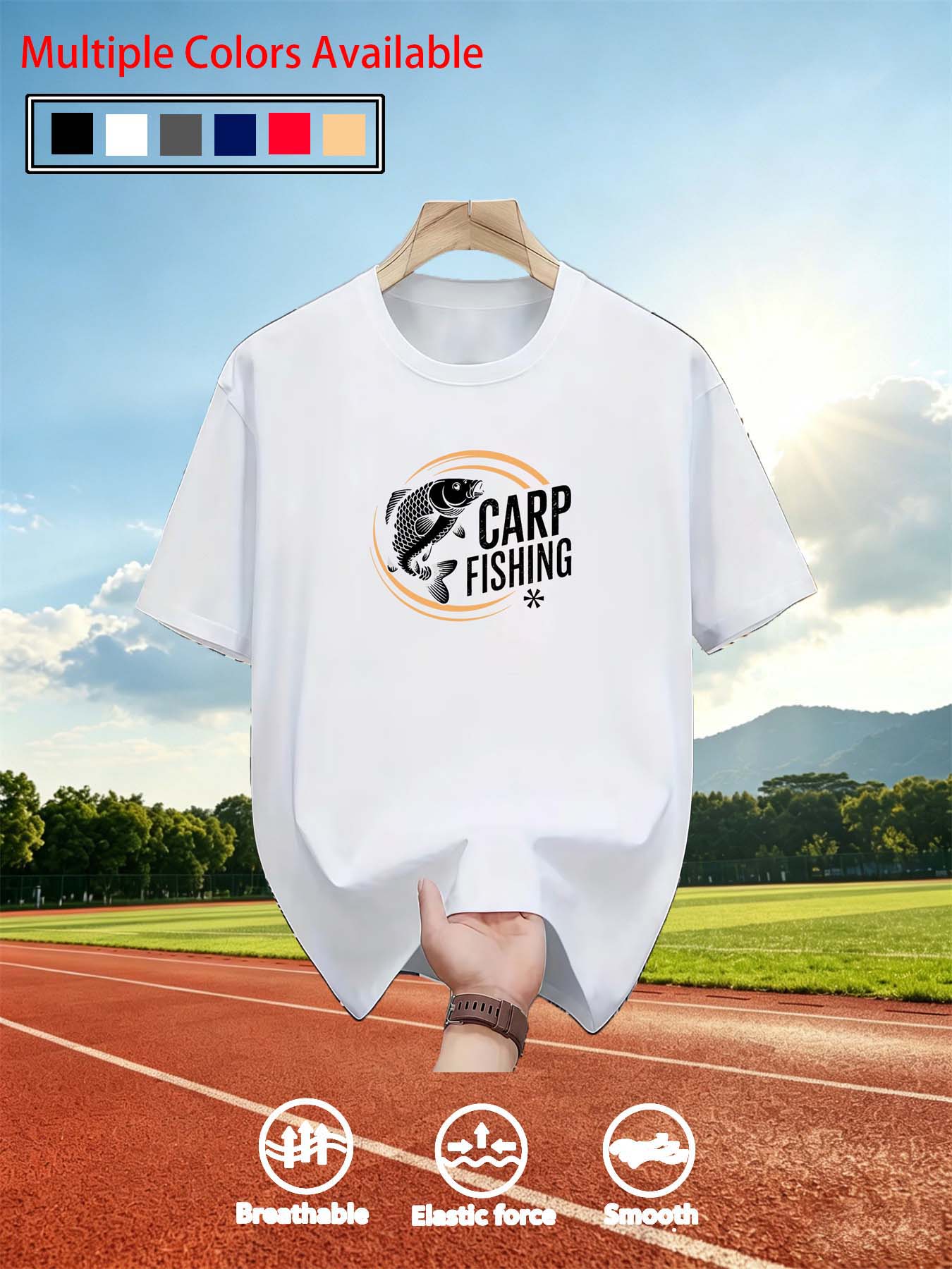Tee Graphic Print - Men O‑Neck Short Sleeve T‑Shirt Carp